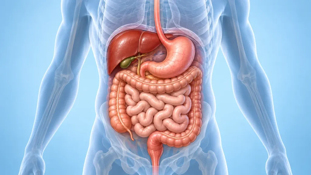 Illustration of the human digestive system organs