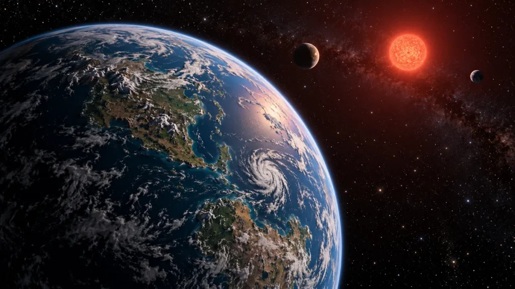 Earth-like exoplanet orbiting a red dwarf star