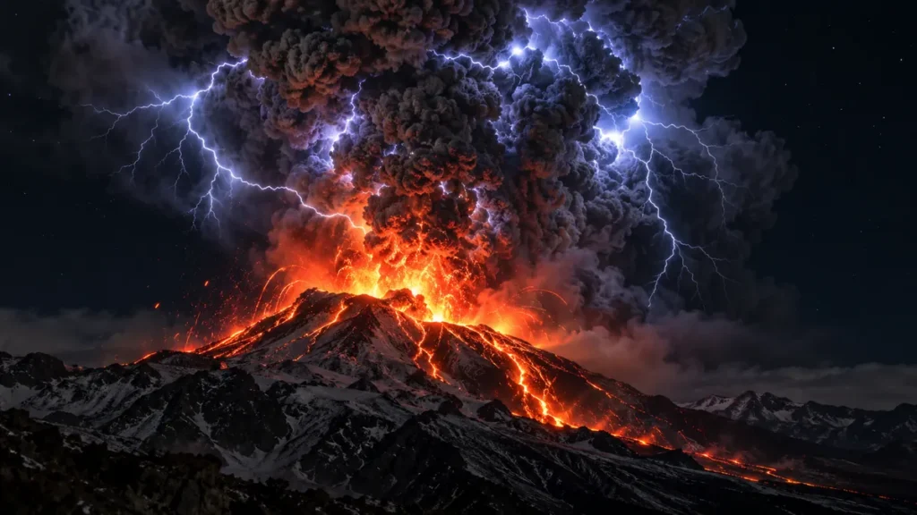 Volcanic lightning inside an ash cloud